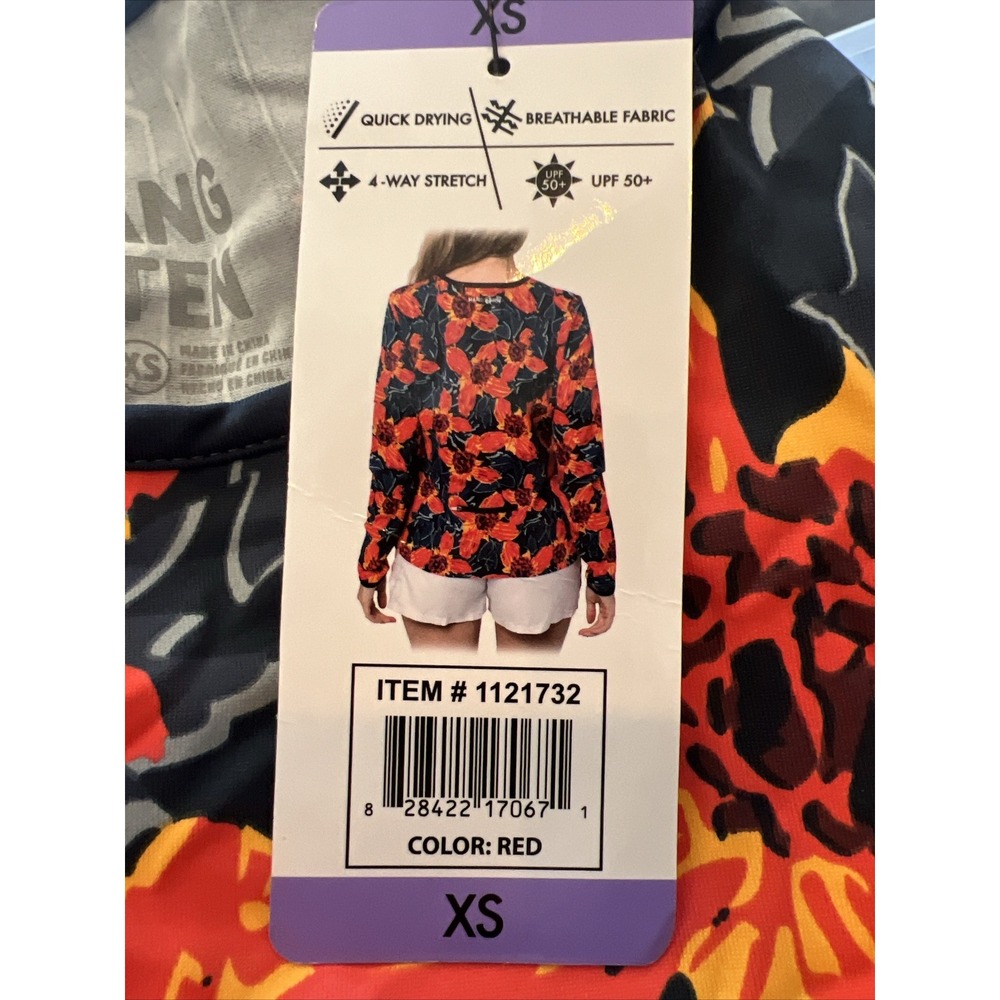 Hang Ten Long Sleeve Sun Tee Rash Guard-UPF 50+-Quick Dry Pocket Orange XS - Picture 5 of 5